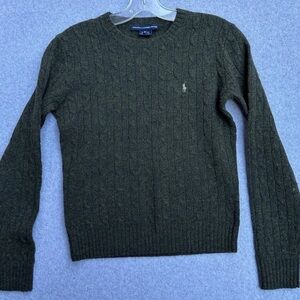Ralph Lauren Polo Olive Cable Knit wool Sweater